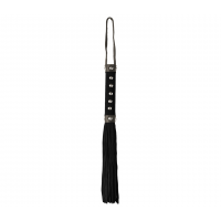 Love in Leather Medium Suede Studded Handle Flogger - Black